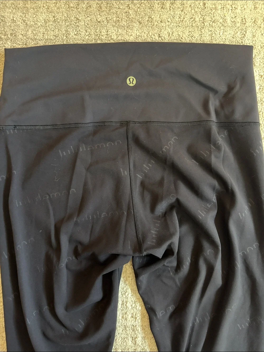 lululemon athletica Black Leggings brand name printed on leggings